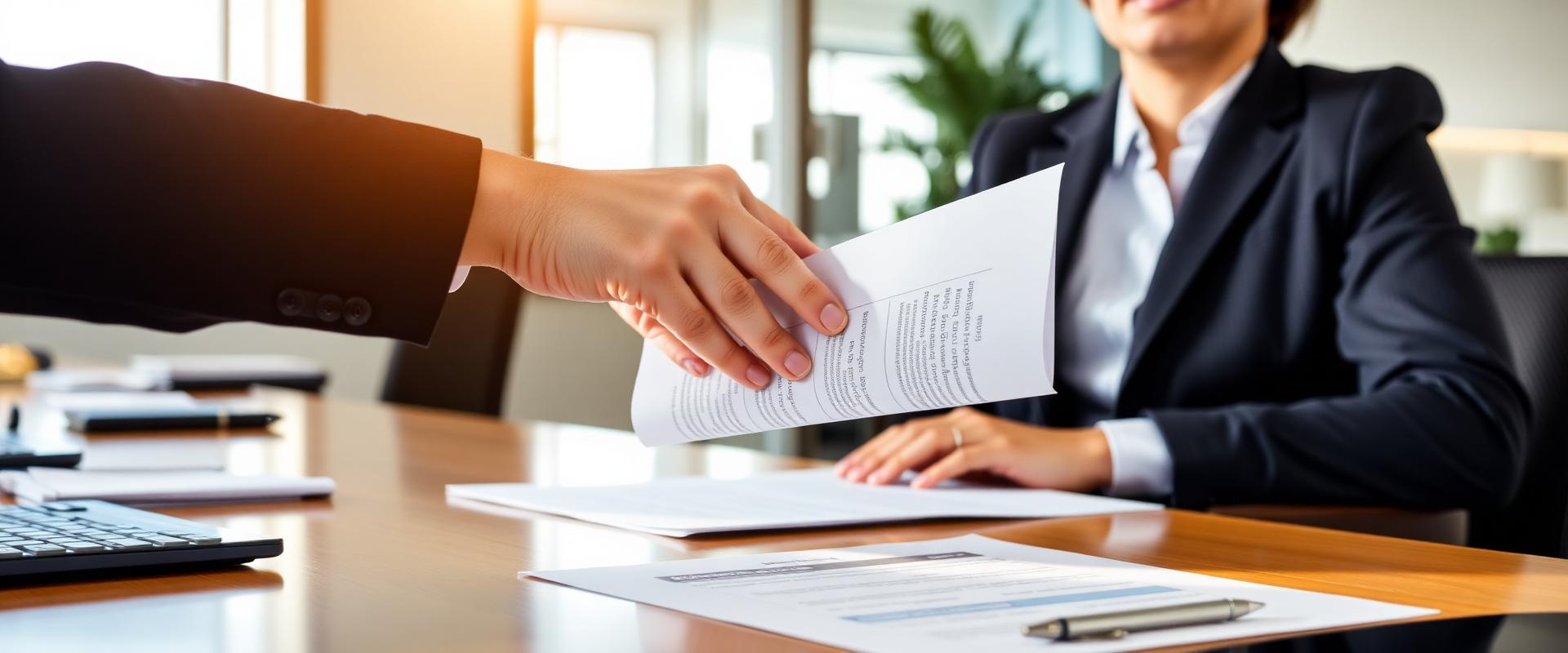 Insurance agent handing over certificate of insurance documents
